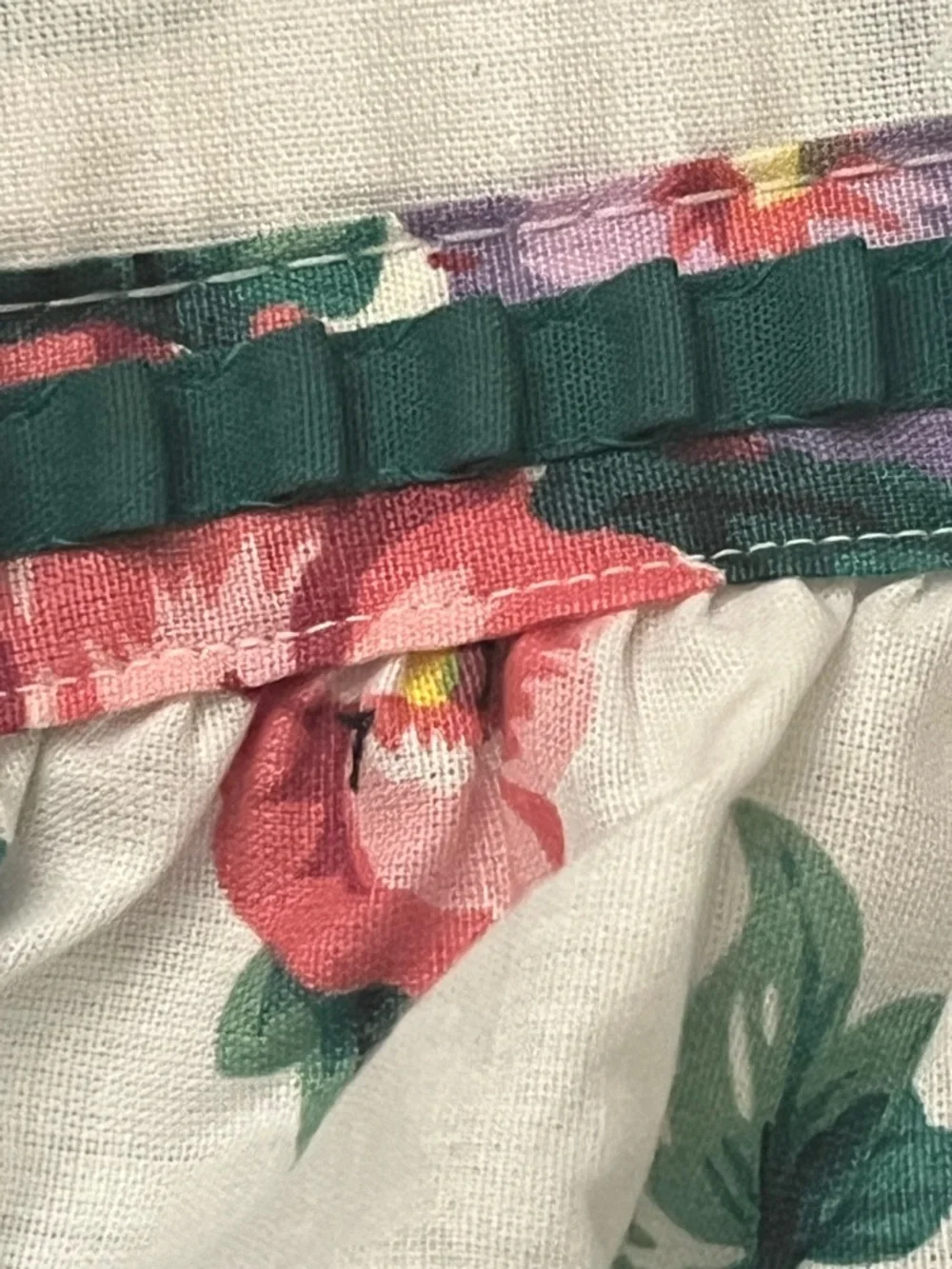 Floral Vintage Shower curtain Panel - Red, Purple & Green Flowers